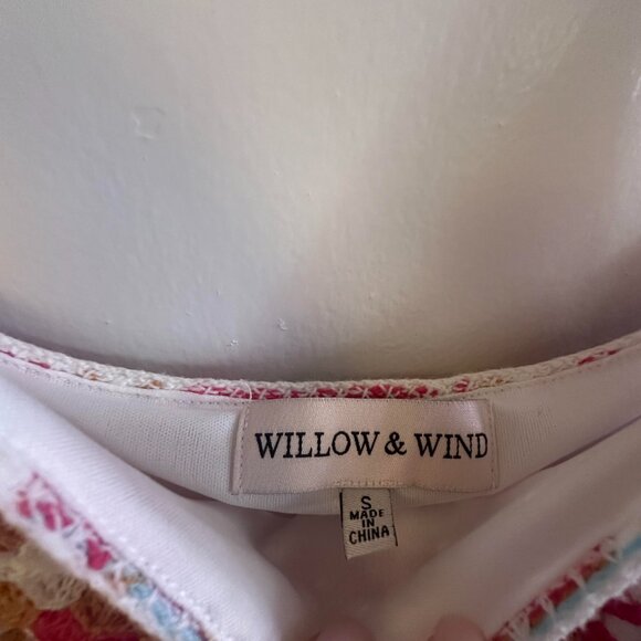 Willow & Wind Mini Tank Dress Cover Up Women's Sm Crocheted Granny Squares Pink - Picture 4 of 6